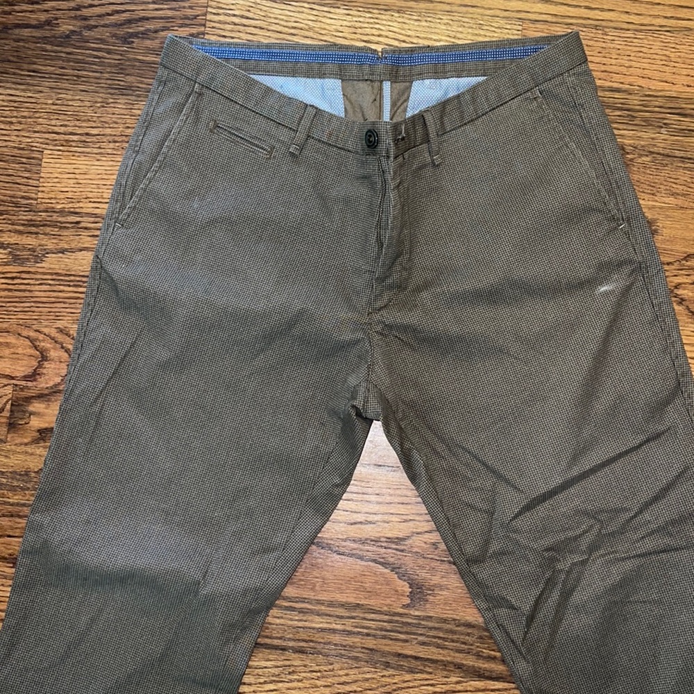 Massimo Dutti Slim Fit Brown and Black plaid Chinos